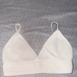 Zara White Ribbed Bralette